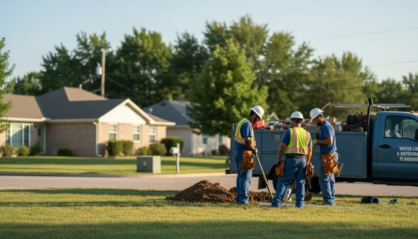 Residential water line and bathroom plumbing service in Lewis, KS